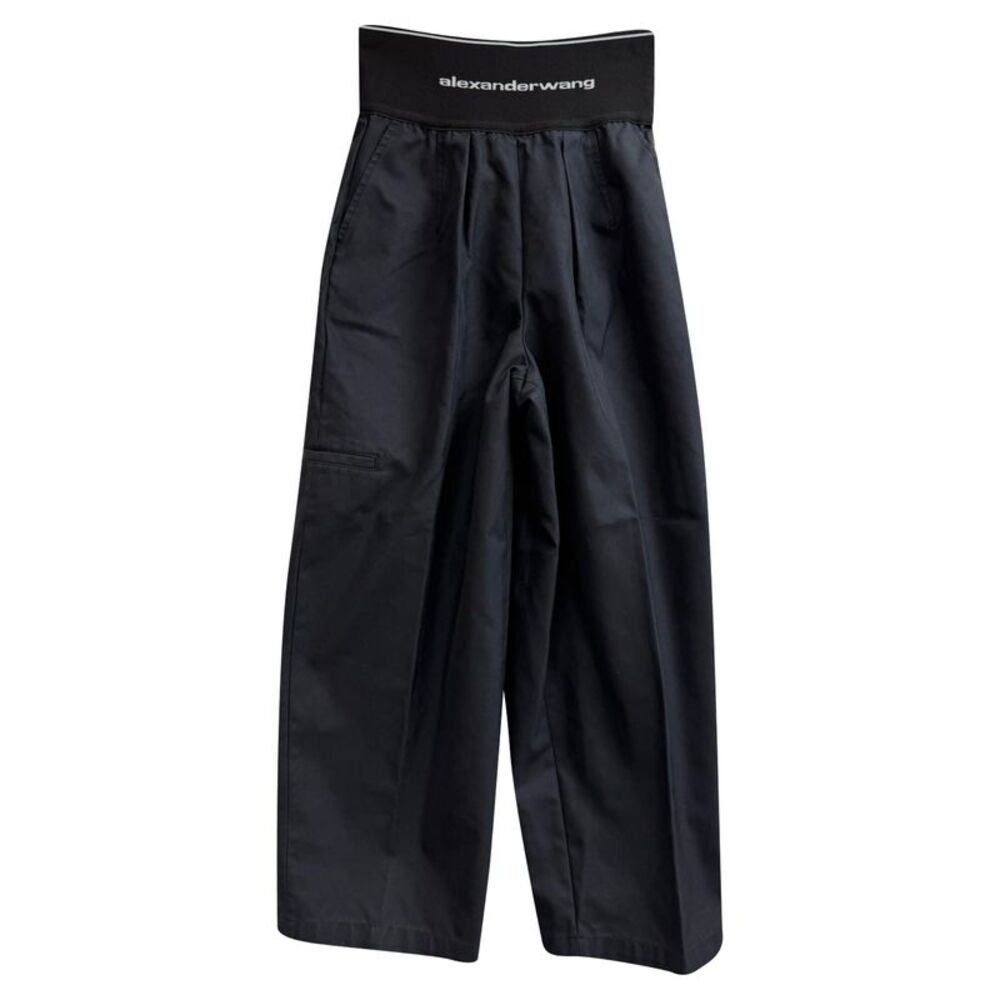 Alexander Wang Logo Waistband Trousers in Black Cotton